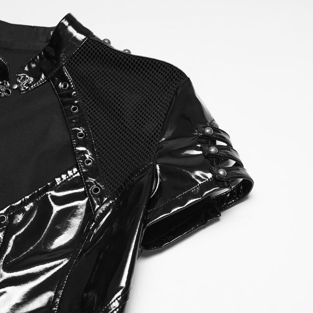 PUNK RAVE Cyber-Goth Patent Mini Dress Toxic Glow