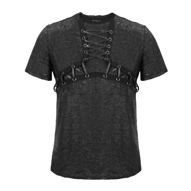 DEVIL FASHION Gothic Men’s T-Shirt Torn but Tied in Post-Apocalyptic Look