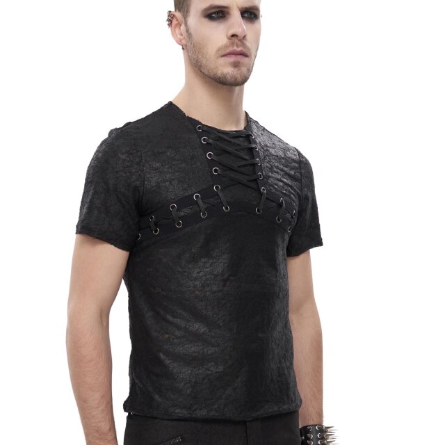 DEVIL FASHION Gothic Men’s T-Shirt Torn but Tied in Post-Apocalyptic Look