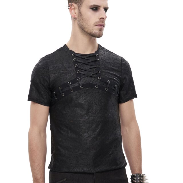 DEVIL FASHION Gothic Men’s T-Shirt Torn but Tied in Post-Apocalyptic Look