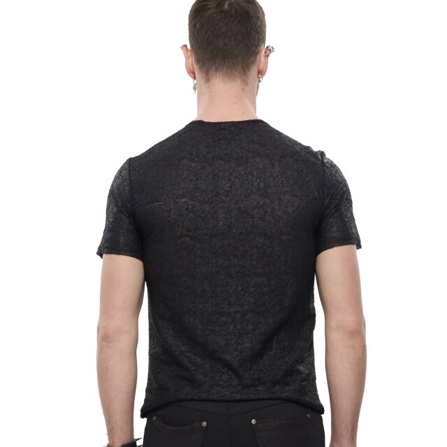 DEVIL FASHION Gothic Men’s T-Shirt Torn but Tied in Post-Apocalyptic Look