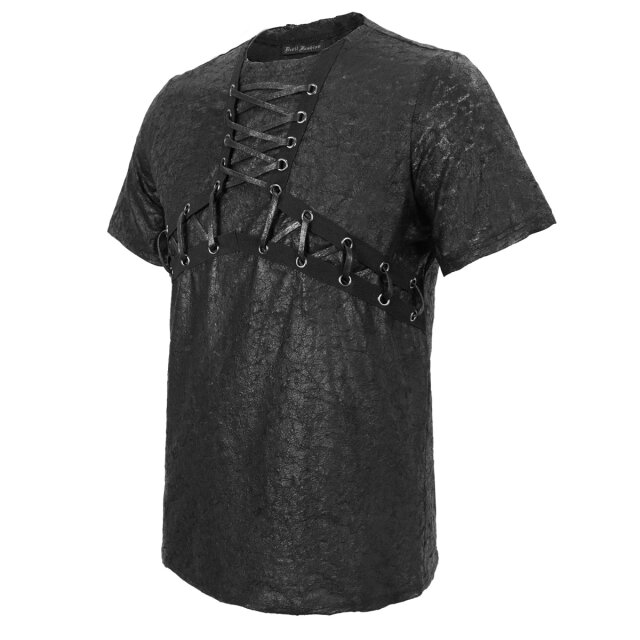 DEVIL FASHION Gothic Men’s T-Shirt Torn but Tied in Post-Apocalyptic Look