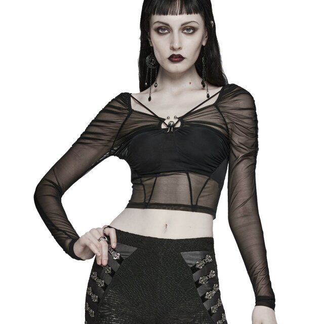 PUNK RAVE Long Sleeve Mesh Top Sheer Temptation