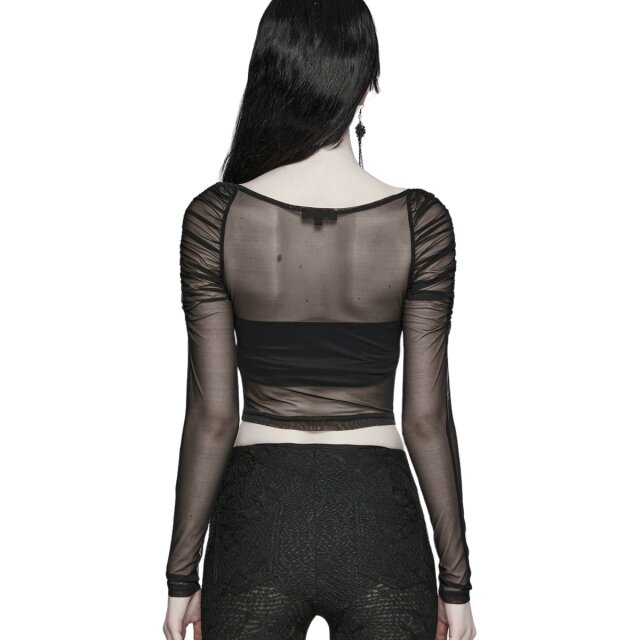 PUNK RAVE Long Sleeve Mesh Top Sheer Temptation