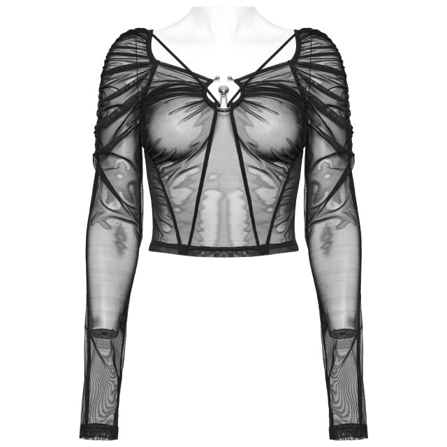 PUNK RAVE Long Sleeve Mesh Top Sheer Temptation