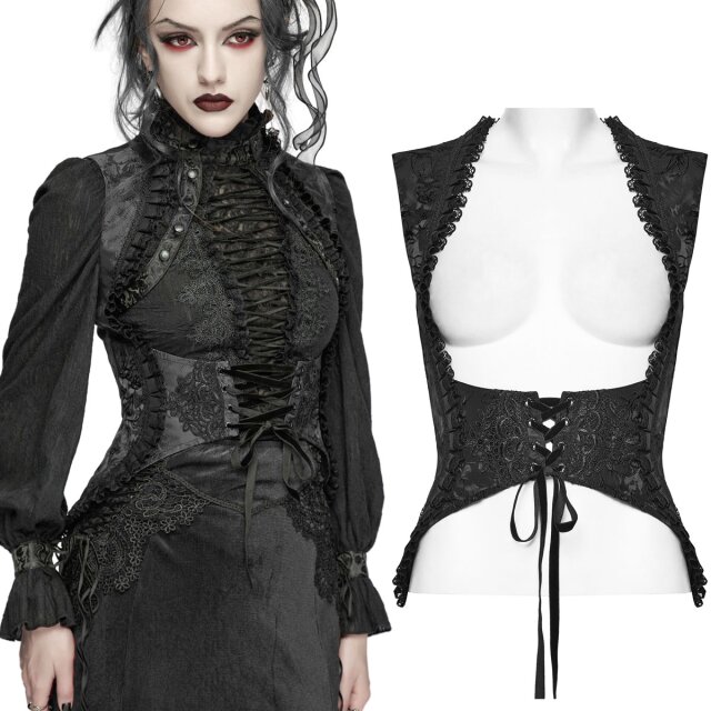 Figure-hugging Gothic waistcoat with rose pattern,...