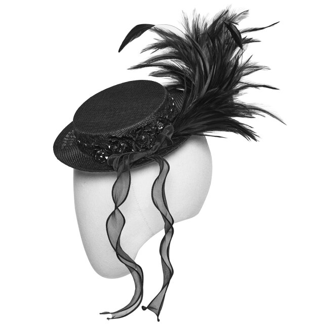 PUNK RAVE Victorian Gothic Mini Hat In Polite Company with Feather