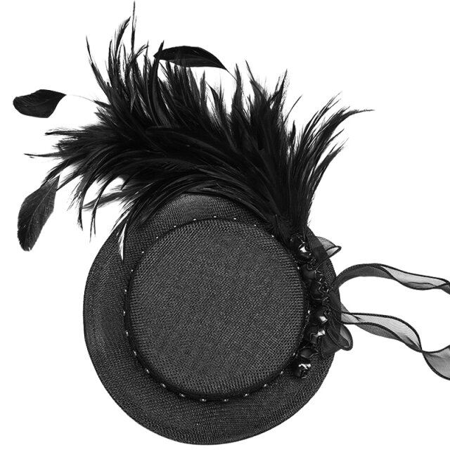 PUNK RAVE Victorian Gothic Mini Hat In Polite Company with Feather