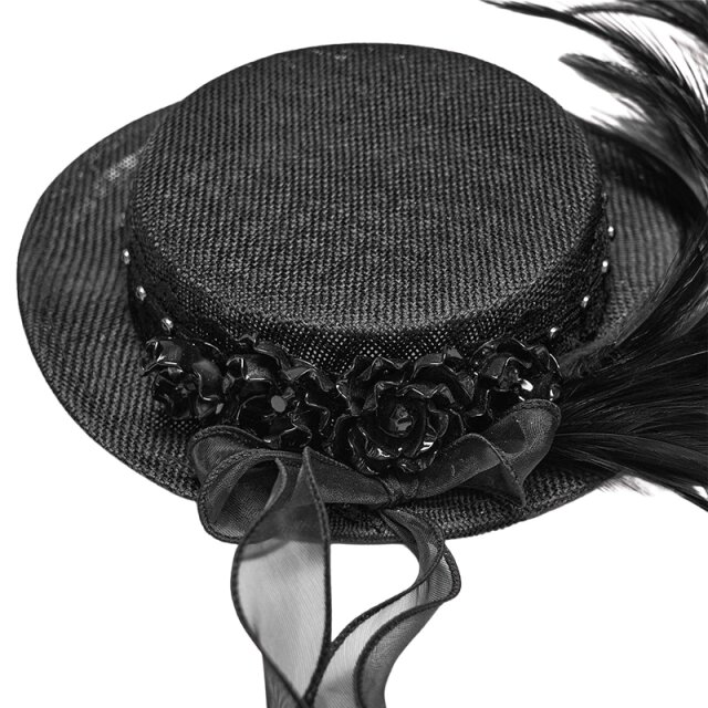 PUNK RAVE Victorian Gothic Mini Hat In Polite Company with Feather
