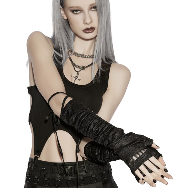 Glänzende Gothic Armstulpen im Endzeit-Look mit...