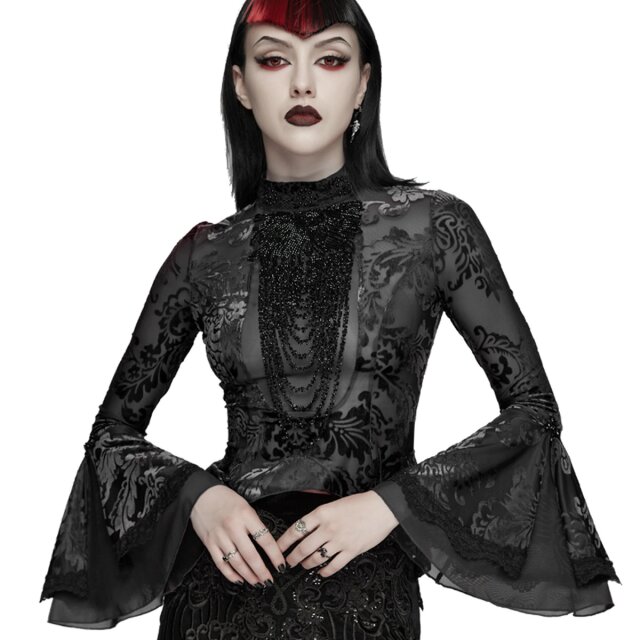 PUNK RAVE dark-romantic mesh shirt Petals & Poison