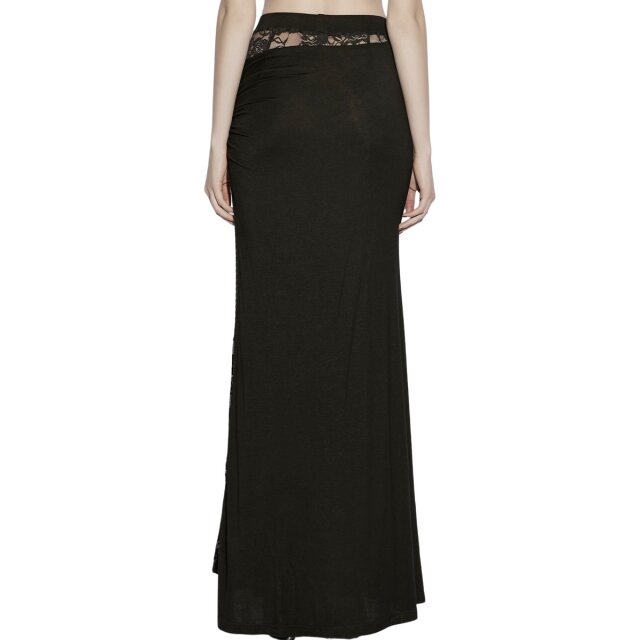 PUNK RAVE Gothic Maxirock Black Lace for Breakfast L
