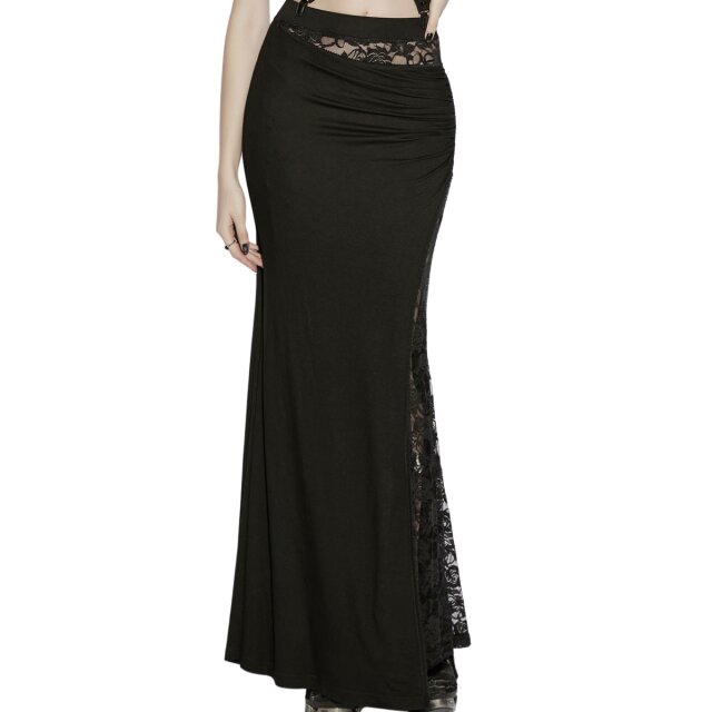 PUNK RAVE Gothic Maxirock Black Lace for Breakfast L