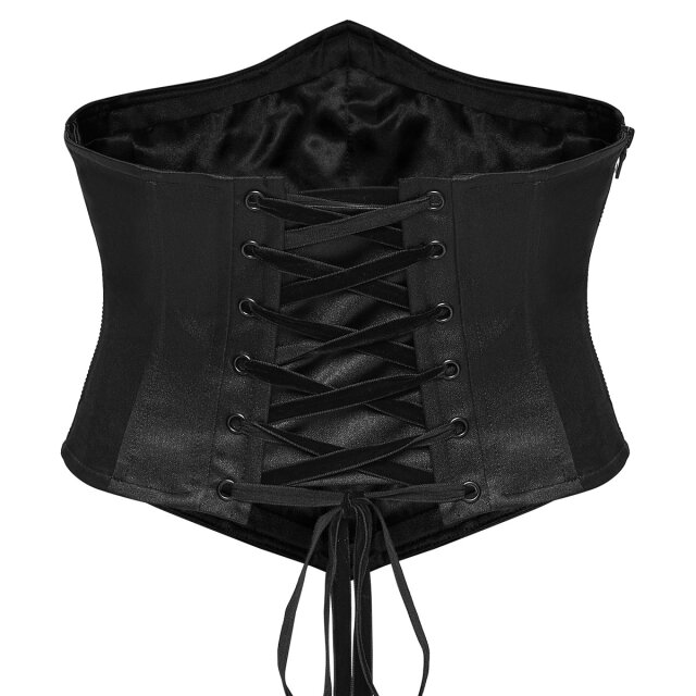PUNK RAVE Unterbrustkorsage Black Orchid Society mit Perlenstickerei XL-XXL