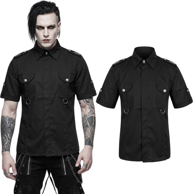 Klassisches Gothic Herren-Kurzarmhemd im Uniform-Stil aus...