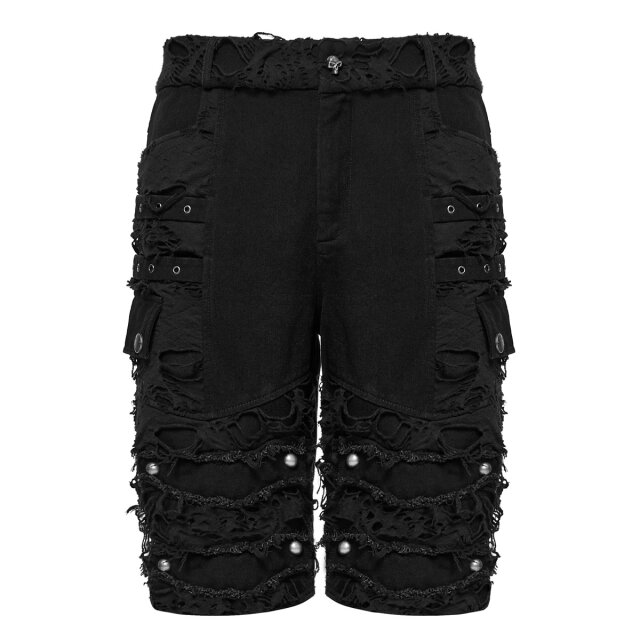 PUNK RAVE Gothic Herren-Jeansshorts Public Concern im Destroyed-Look XXL