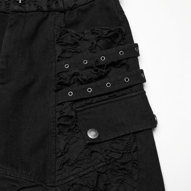 PUNK RAVE Gothic Herren-Jeansshorts Public Concern im Destroyed-Look XXL