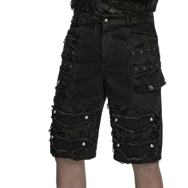 PUNK RAVE Gothic Herren-Jeansshorts Public Concern im Destroyed-Look XXL