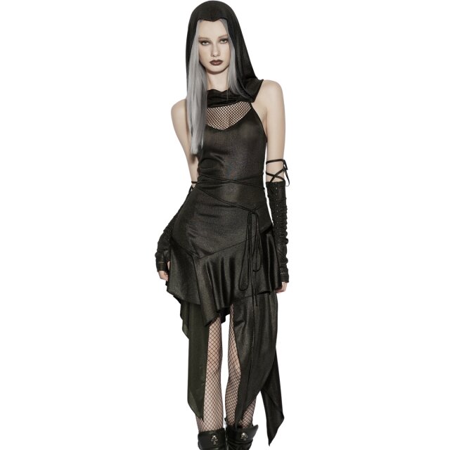 PUNK RAVE Post-Apocalyptic Pointed Hem Dress After the Collapse with XXL Hood