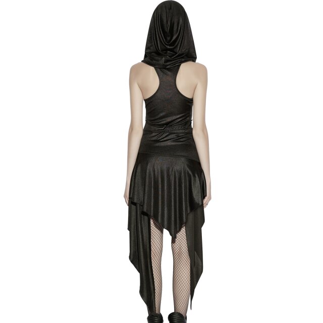 PUNK RAVE Post-Apocalyptic Pointed Hem Dress After the Collapse with XXL Hood