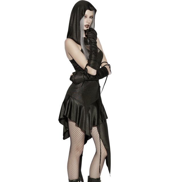 PUNK RAVE Post-Apocalyptic Pointed Hem Dress After the Collapse with XXL Hood