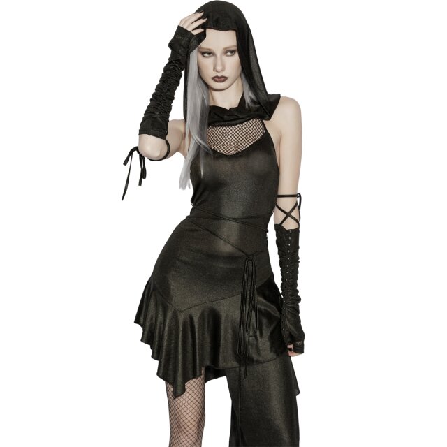 PUNK RAVE Post-Apocalyptic Pointed Hem Dress After the Collapse with XXL Hood