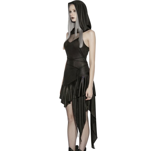 PUNK RAVE Post-Apocalyptic Pointed Hem Dress After the Collapse with XXL Hood