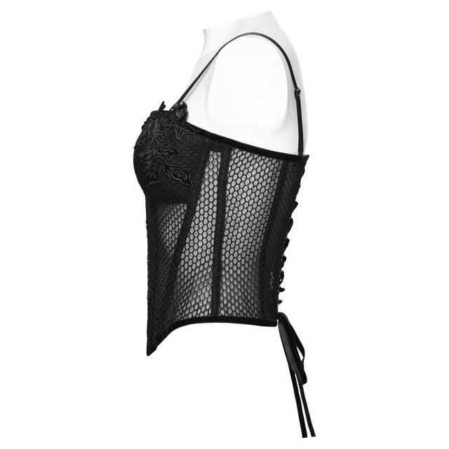 PUNK RAVE Romantic Gothic Überbrust-Korsage Quietly Decadent mit Blüten M-L