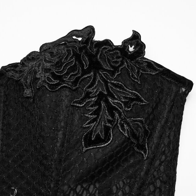 PUNK RAVE Romantic Gothic Überbrust-Korsage Quietly Decadent mit Blüten M-L