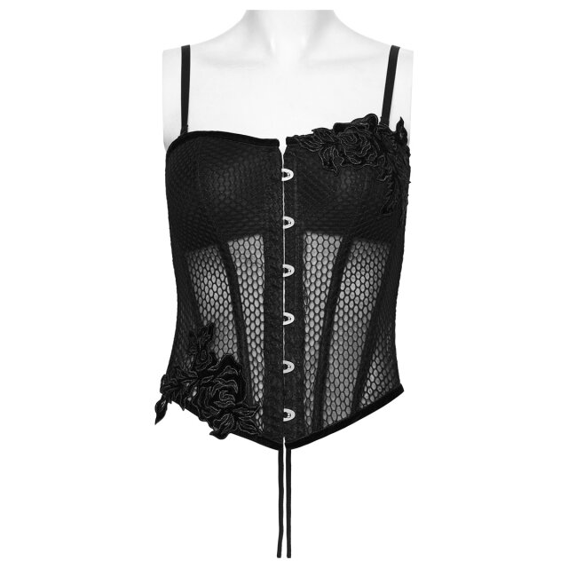 PUNK RAVE Romantic Gothic Überbrust-Korsage Quietly Decadent mit Blüten M-L
