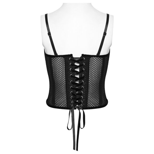 PUNK RAVE Romantic Gothic Überbrust-Korsage Quietly Decadent mit Blüten M-L