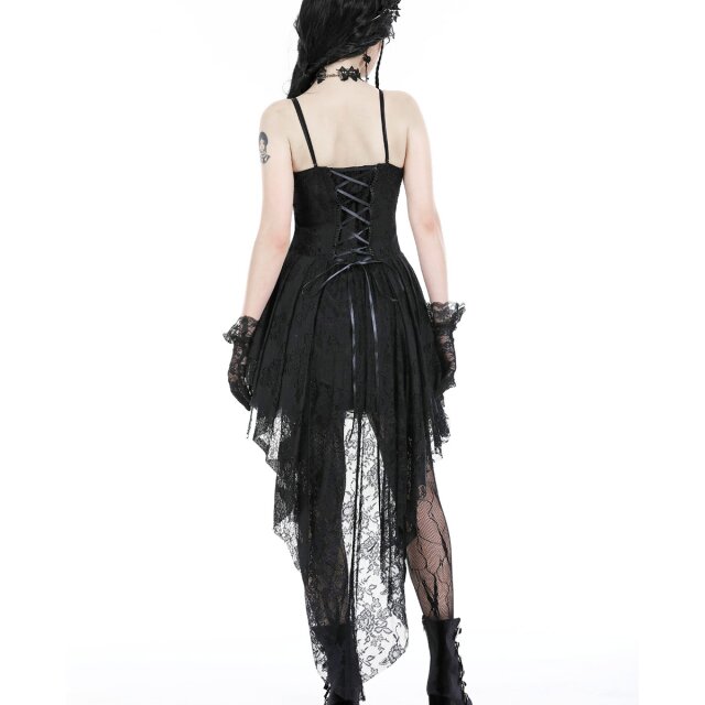 Dark in Love High-Low Gothic Strappy Dress Funeral Fête with Lace