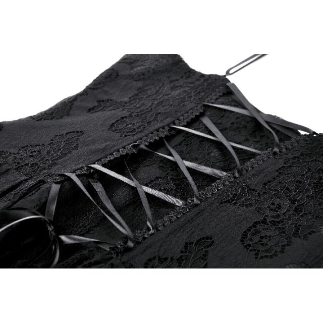 Dark in Love High-Low Gothic Strappy Dress Funeral Fête with Lace