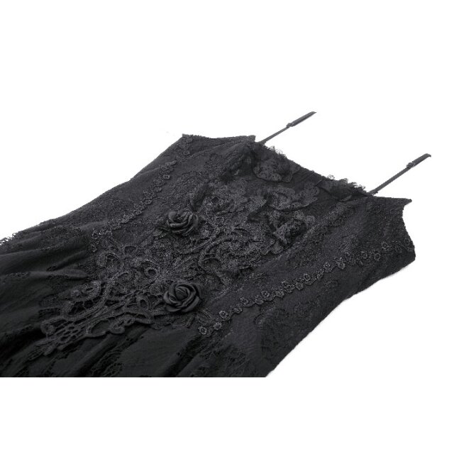 Dark in Love High-Low Gothic Strappy Dress Funeral Fête with Lace