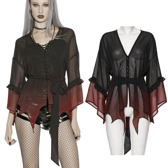 Romantic Gothic Chiffon-Bluse mit Farbverlauf von Schwarz...