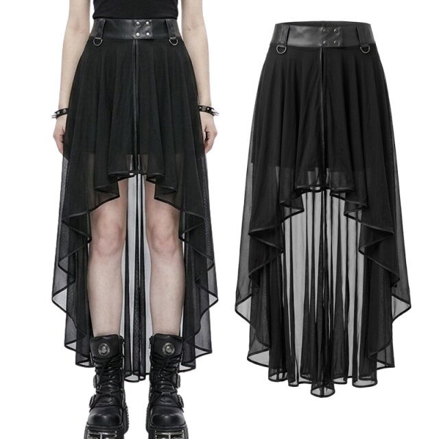 Gothic Mesh Vokuhila-Rock mit tief sitzendem...