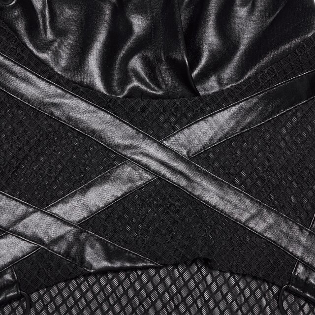 PUNK RAVE Cyber-Goth Cropped Hoodie Blackout Protocol