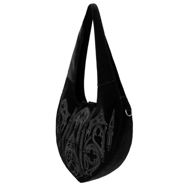 Restyle Gothic Samt-Hobo-Bag Velouria mit Kathedralen-Stickerei
