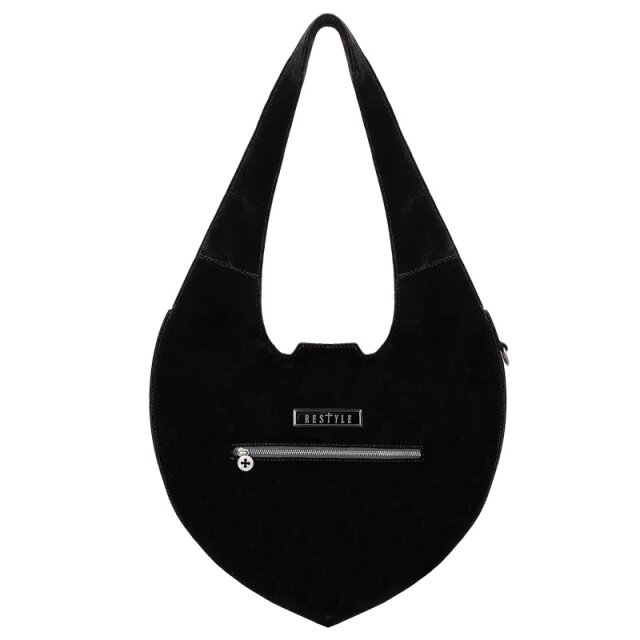 Restyle Gothic Samt-Hobo-Bag Velouria mit Kathedralen-Stickerei