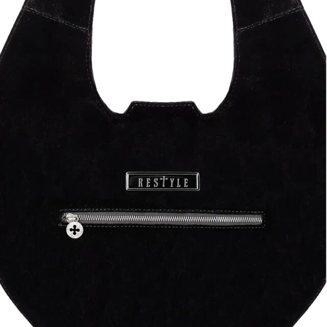 Restyle Gothic Samt-Hobo-Bag Velouria mit Kathedralen-Stickerei