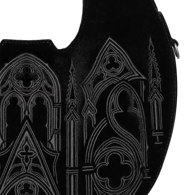 Restyle Gothic Samt-Hobo-Bag Velouria mit Kathedralen-Stickerei