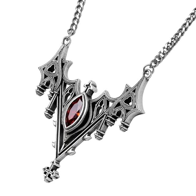 Restyle Gothic Halskette Relique mit rotem Stein