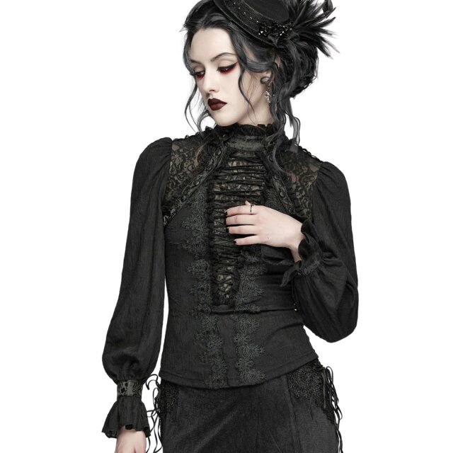 PUNK RAVE Romantic Goth Long Sleeve Top Tea First, Trouble Later