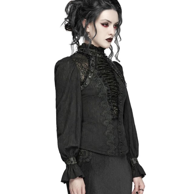 PUNK RAVE Romantic Goth Long Sleeve Top Tea First, Trouble Later
