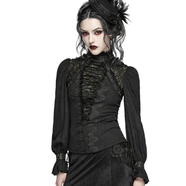 PUNK RAVE Romantic Goth Long Sleeve Top Tea First, Trouble Later