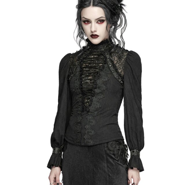 PUNK RAVE Romantic Goth Long Sleeve Top Tea First, Trouble Later