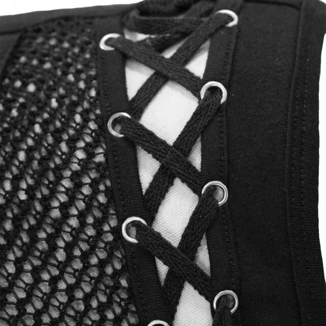 DEVIL FASHION Gothic Tank Top Notbetrieb with Lacing & Mesh Panels