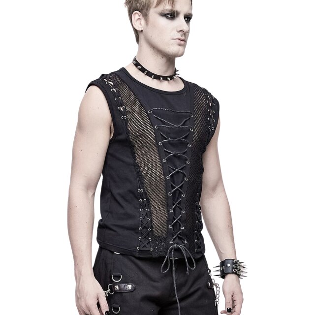 DEVIL FASHION Gothic Tank Top Notbetrieb with Lacing & Mesh Panels