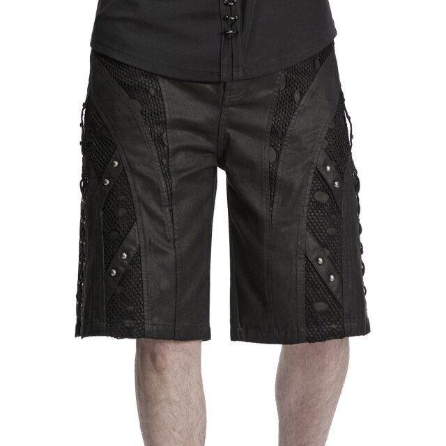 PUNK RAVE Gothic-Endzeit Shorts Still Standing mit Netzbesätzen