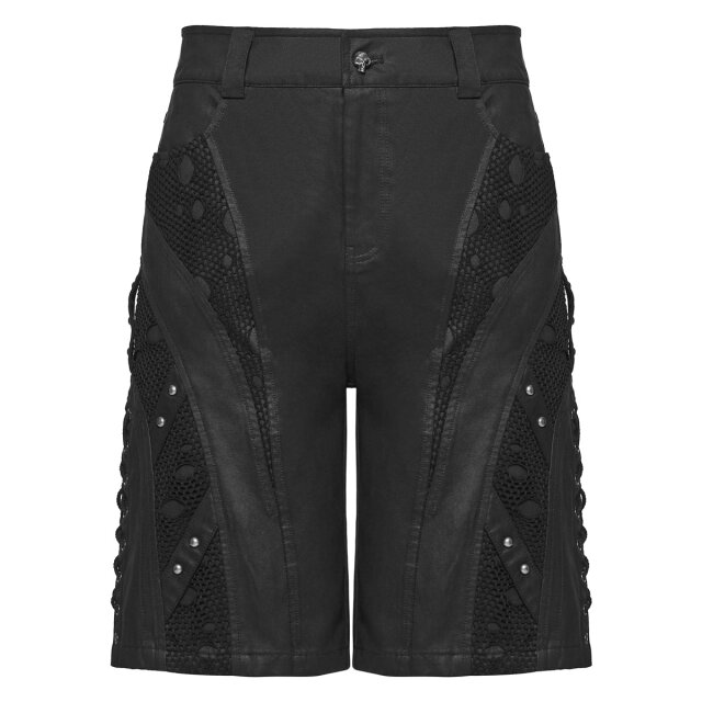 PUNK RAVE Gothic-Endzeit Shorts Still Standing mit Netzbesätzen